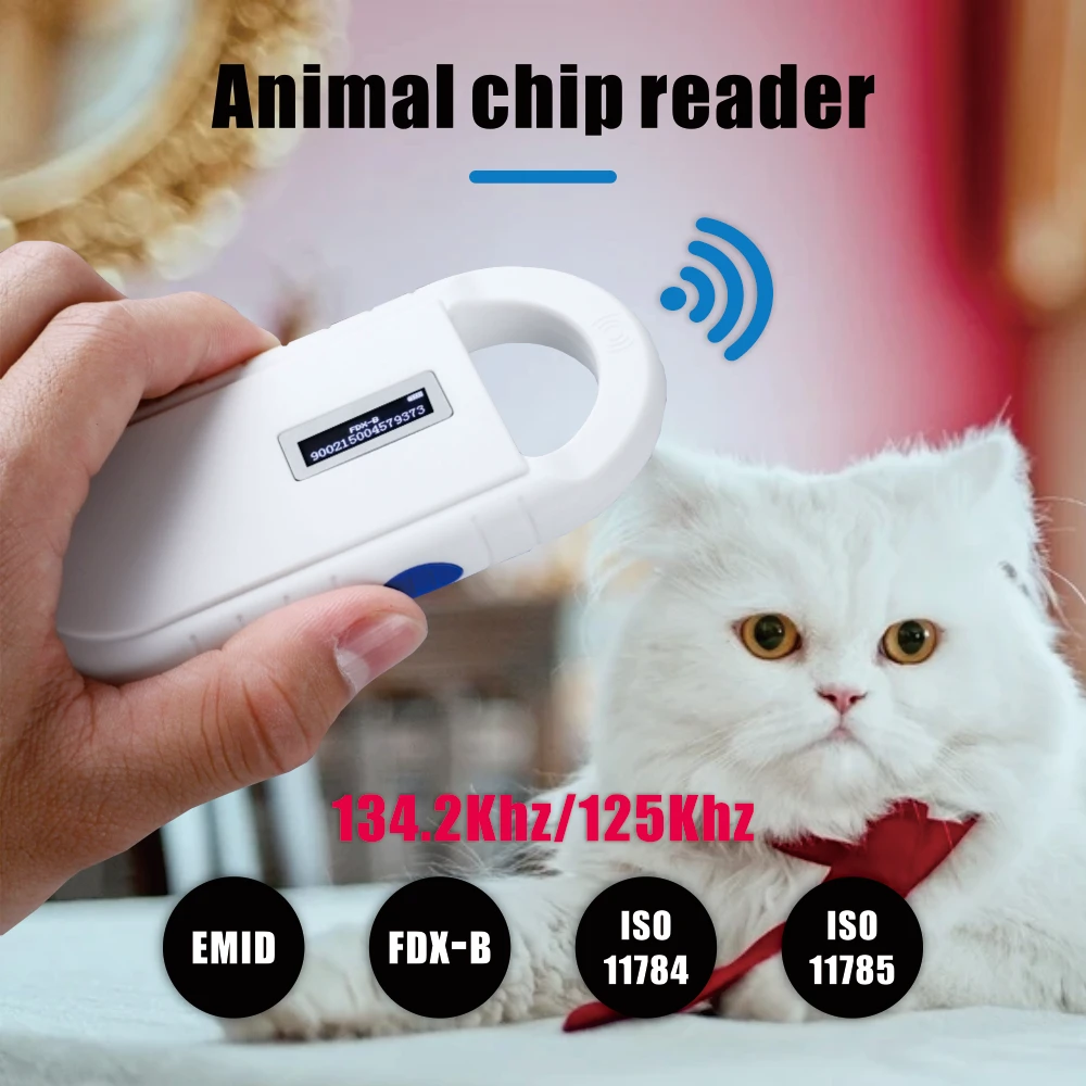 Haustier-ID-Scanner 134,2 kHz Chip-Transponder FDX-B Haustier-Scanner iso11784/5 Tier-ID USB-Hund Katze Pferd Handheld-Mikrochip-Leser