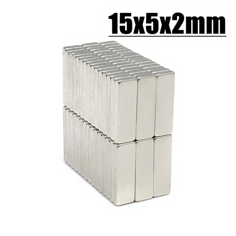 5-5000PCS 15x5x2 mm N35 Super Strong Block Neodymium Magnets Rare Earth Magnet 15mm x 5mm x 2 mm sheet magnet 15*5*2 mm imanes