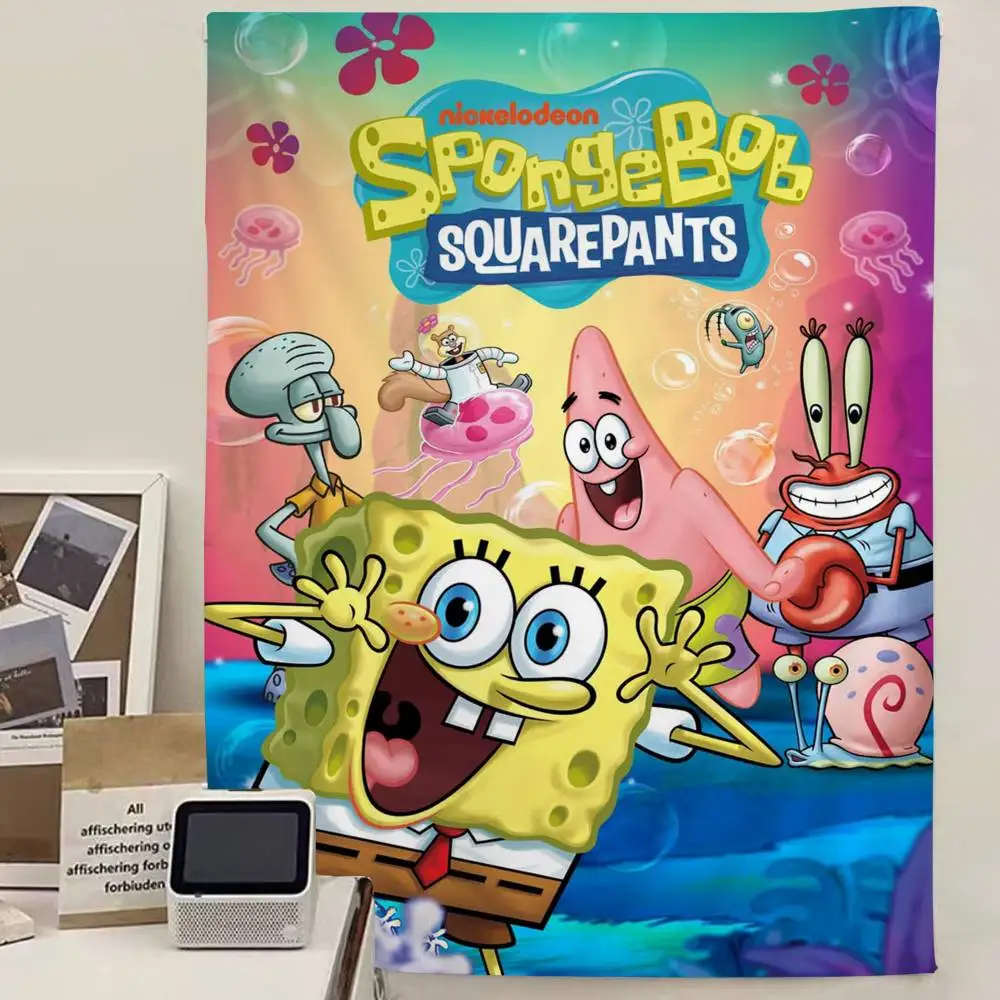 Classic Cartoon S-spongebob DIY Wall Tapestry for Living Room Home Dorm Decor Wall Art Decor