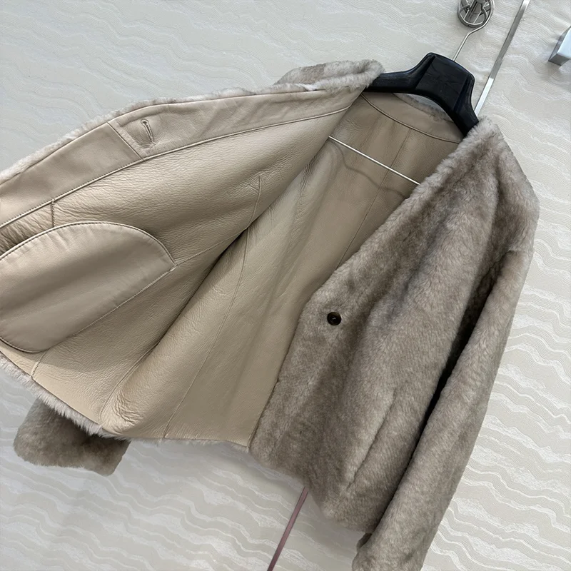 معطف قطعة واحدة مبطن بالفرو عالي الجودة للسيدات ملابس خارجية شتوية جديدة مع حشوة سميكة للطبقات 251107149 #6