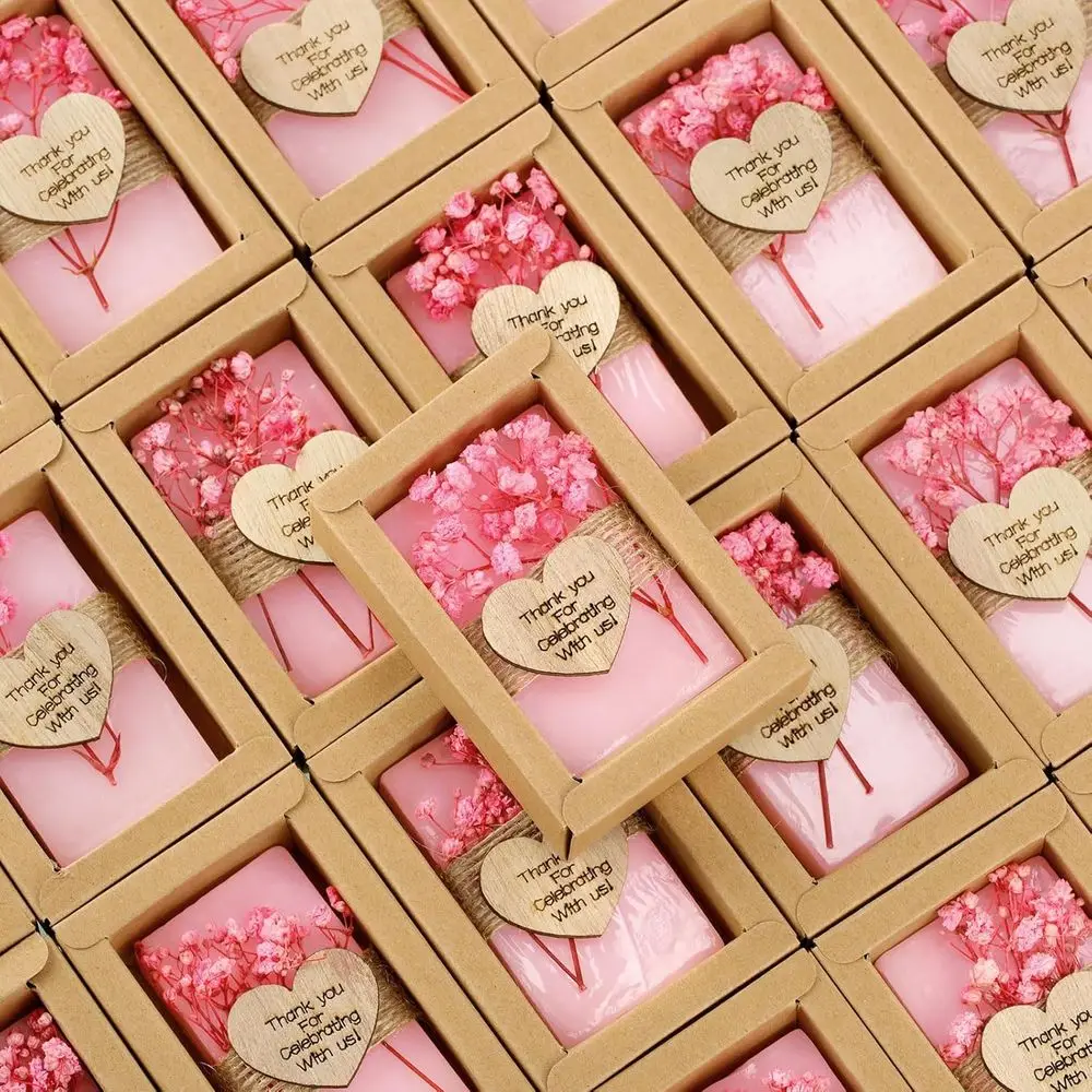 

Mini Scented Soaps for Baby Shower, Handmade Party Favors with Thank You Tags - Pink & Cute