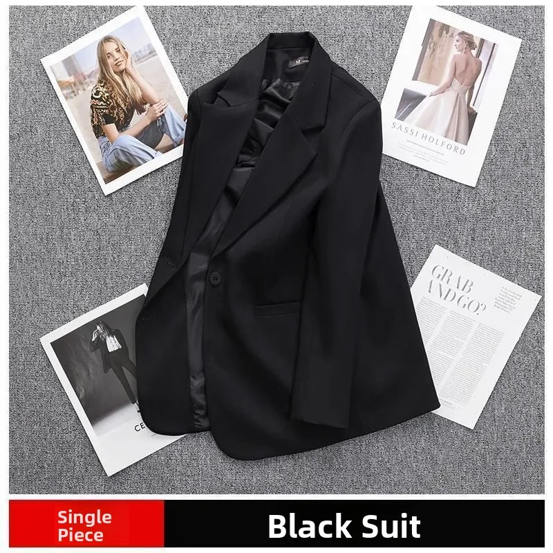 ربيع جديد Sle المرأة رداء غير رسمية Jaet ort Bla التخسيس الراقية الشعور طويل Sve زر حتى معطف فام Faion #4