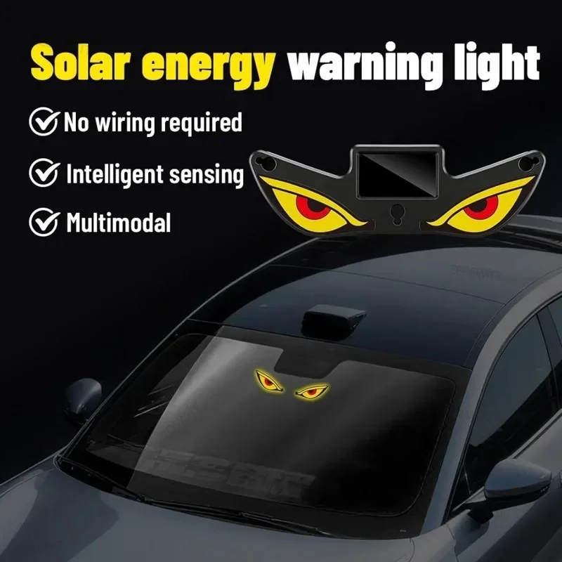 Breathing Decoration Light Durable Solar Powered Neon LED Car Ambient Lamp Wireless Cool Devil Eye Suction Cup USB Rechargeable