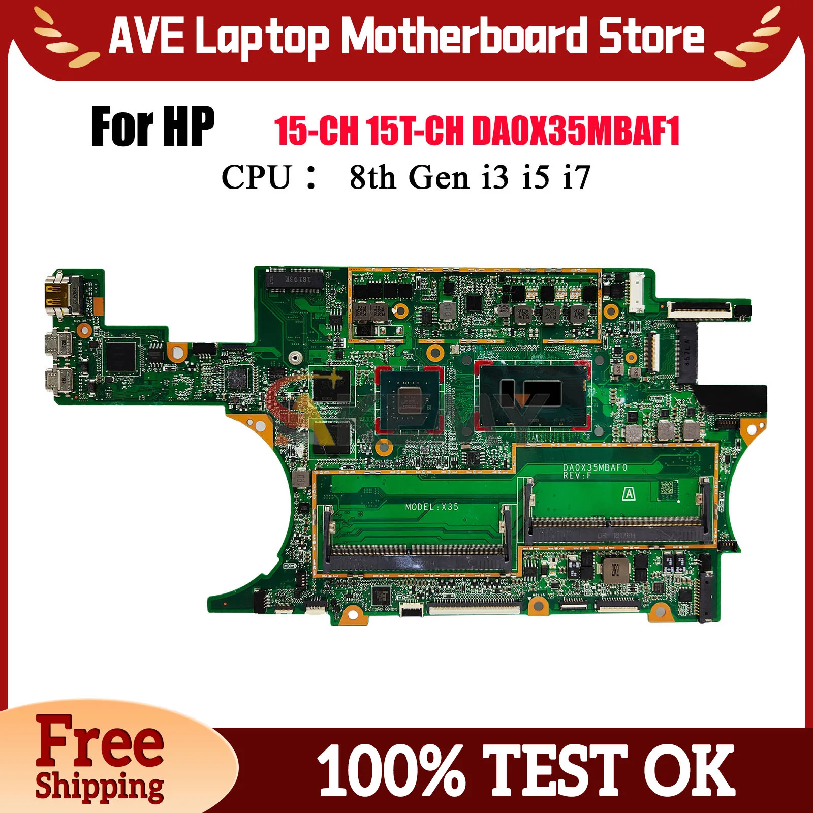 

DA0X35MBAF0 For HP Spectre X360 15-CH 15T-CH Laptop Motherboard L15573-601 With i7 CPU MX150 2GB GPU 100% Fully Tested