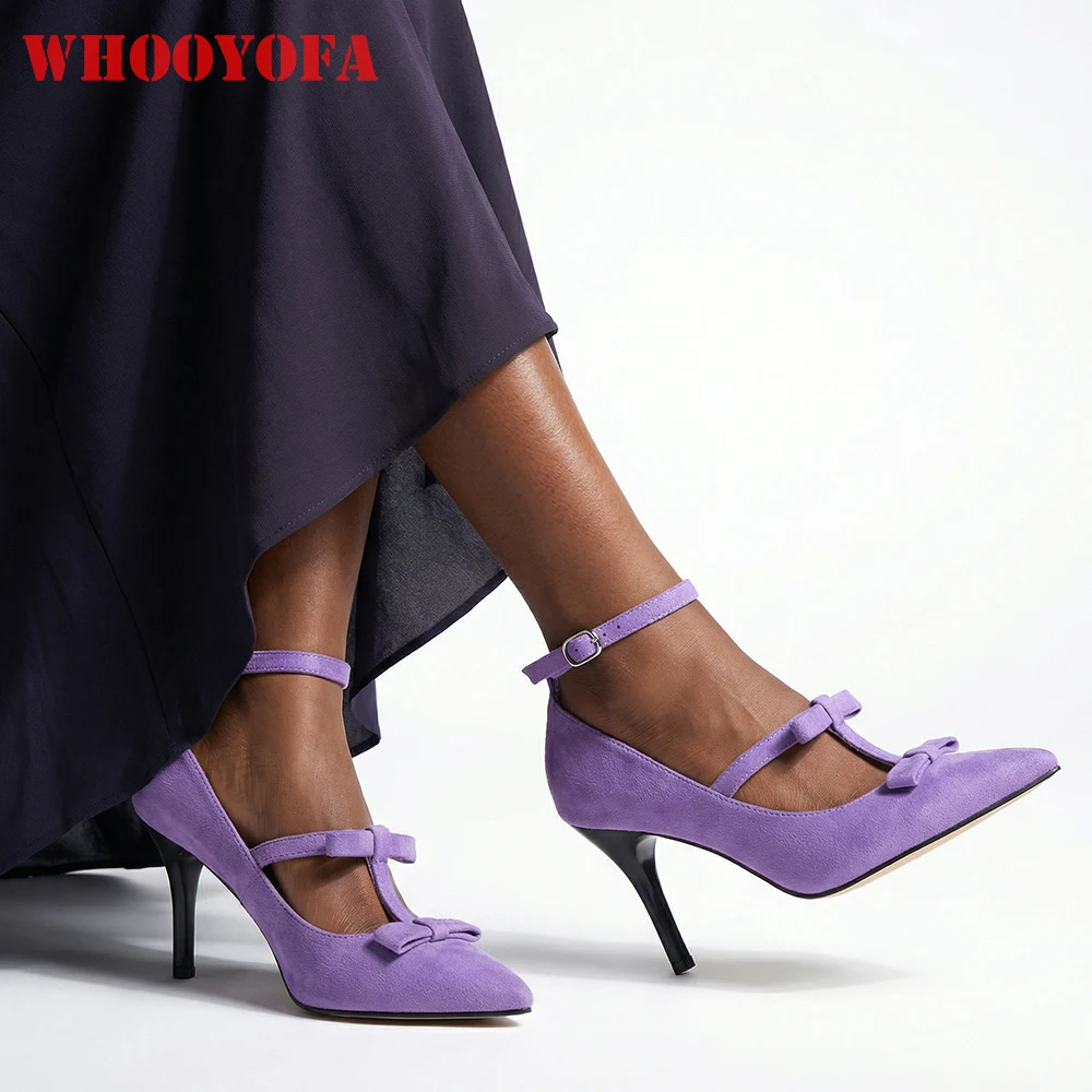 

2026 Spring Fashion Wide Fit Mary Jane Pumps Women 9cm High Heel Casaul Shoes Purple Plus Large Size 43 45 48