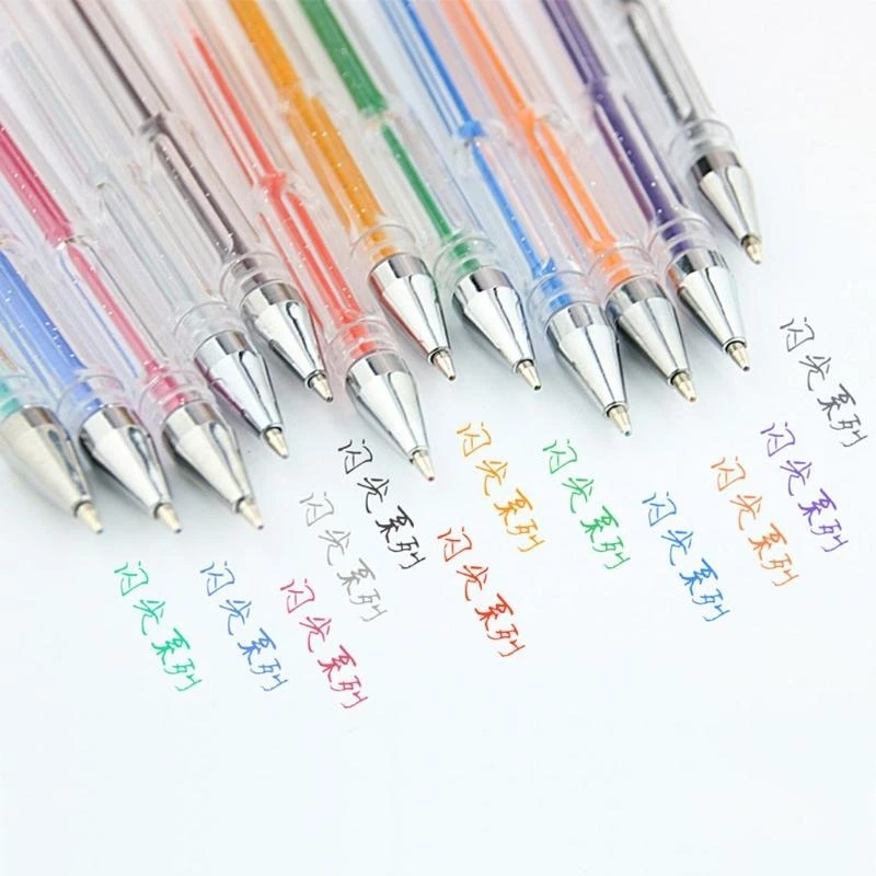 090F 1Pc 0.5mm Luminous Flash Colour Party Clip Gel Pen Writing Ballpoint Of