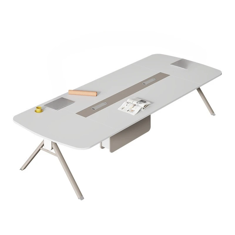 

Simple modern white room conference table, oval office negotiation table