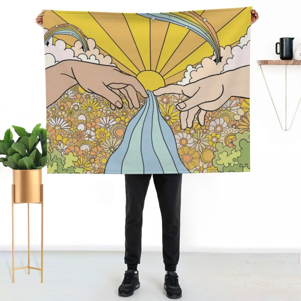 Groovy Creation of Adam Throw Blanket Multi-Purpose Quilt blankets and throws Bed covers Bed linens Single Blankets