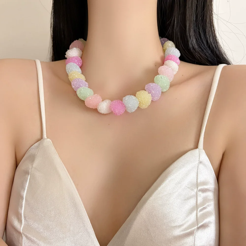 Y2k New Colorful Gummy Heart-Shaped Resin Necklace For Women Sweet And Elegant Necklace Fashionable Jewelry Accessory For Girls