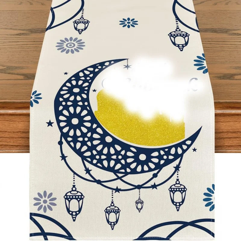 

Moon & String Lights Table Runner - Best Selling Printed Tablecloth for Moon Festival Celebration, Kitchen Dining Table Decor