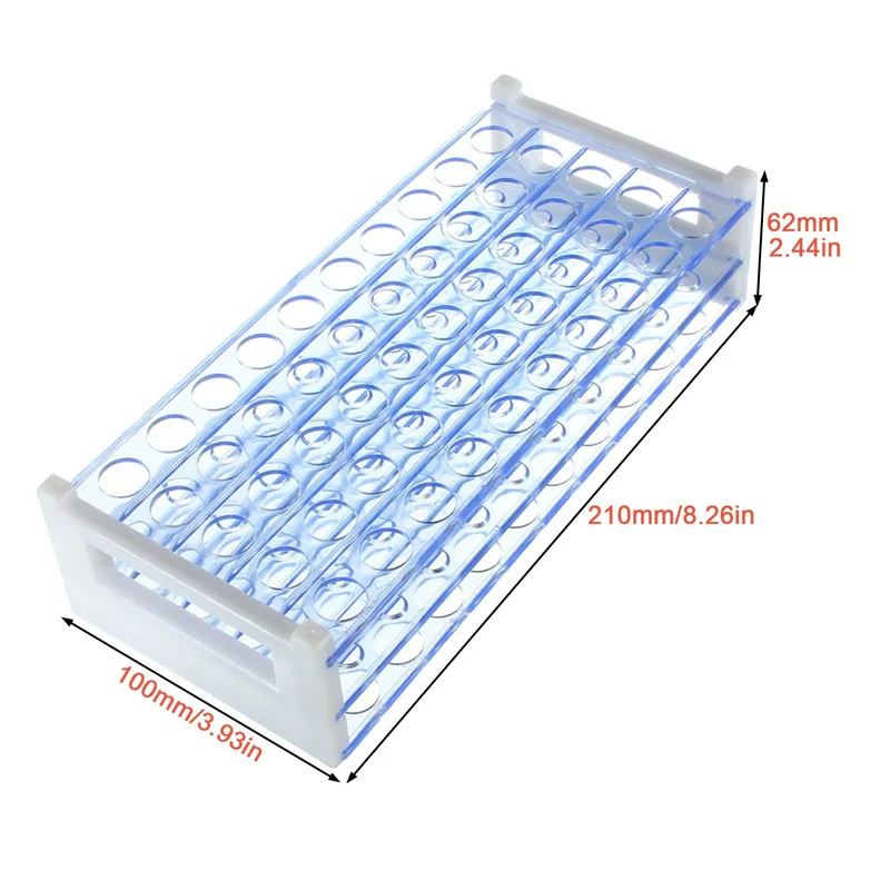 EDT-3X หลอดทดลองพลาสติก Stand Bracket Rack สําหรับหลอดทดสอบ 12-13 มม. 50 ตําแหน่งรู