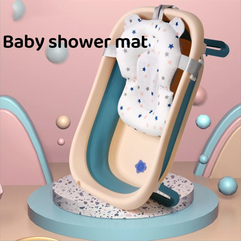 Baby Bathtub Pad Ajustable Bath Support Seat Mat Shower Cushion Newborn Foldable Baby Bath Seat Floating Security Water Pad