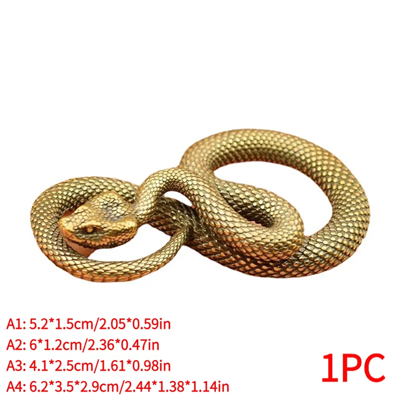 1PC Copper Brass Mini Snake Antique Bronze Decor Figurines For Interior Decoration Desktop Ornament Pure Copper Miniature Statue
