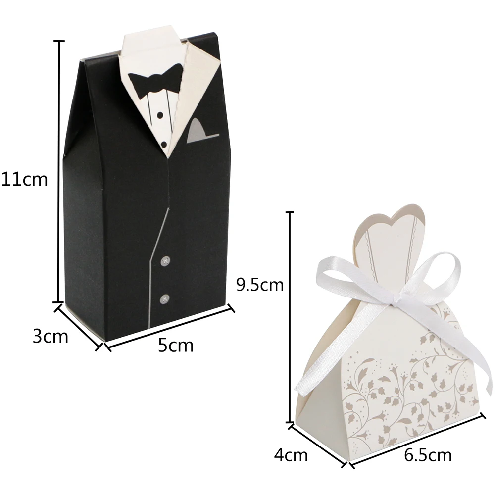 10/20pcs Wedding Party Favor Boxes Wedding Candy Boxes Dress Tuxedo Bride Groom Candy Chocolate Gift Box for Wedding Decoration