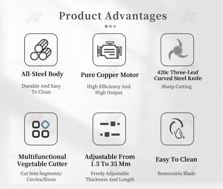 ITOP VC-C02 Овощерезка Коммерческая машина для резки овощей Лезвие и ремень Контроллер двойной скорости Конвейерная лента шириной 7 см
