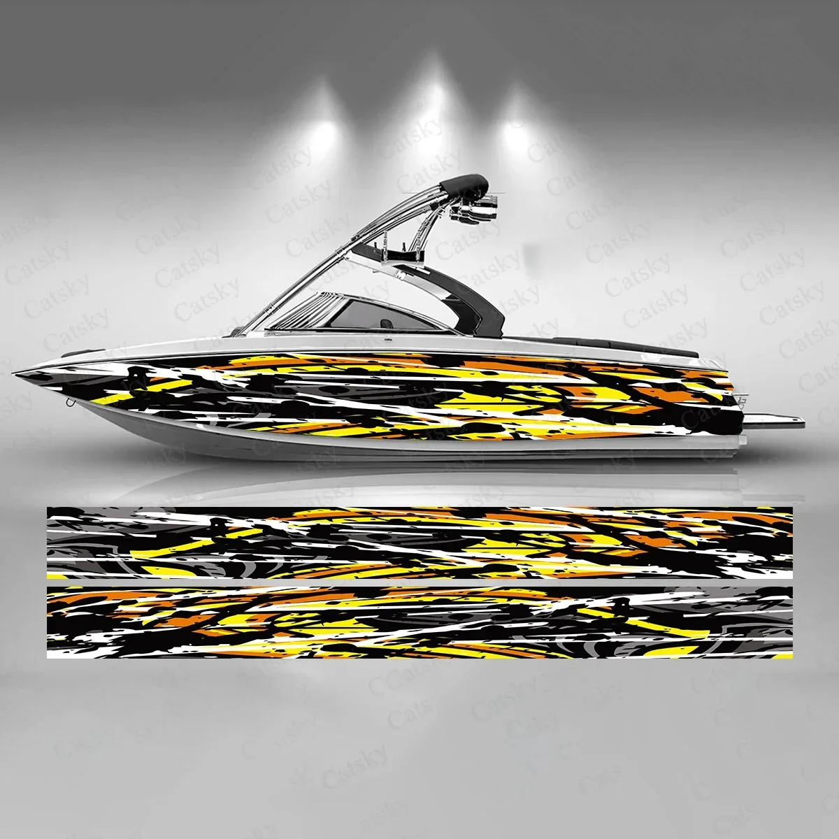 Abstract Cracked Texture Color Boat Sticker Fashion Custom Fish Boat-Sticker Vinyl Waterproof Boat Wrap Graphic Boat Wrap Decal