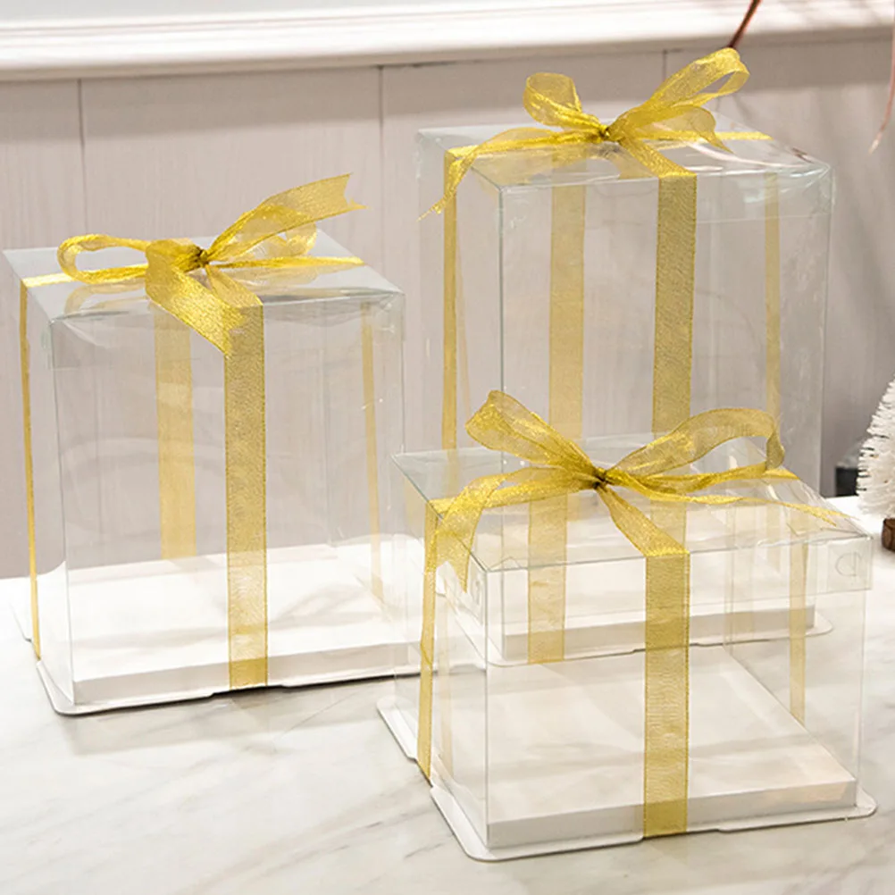 

4pcs Clear Birthday Packaging Bakery Supplies Bulk Cake For Birthday Party Hotel Cafe Bakery Dessert Cookie Boxes Biscuit