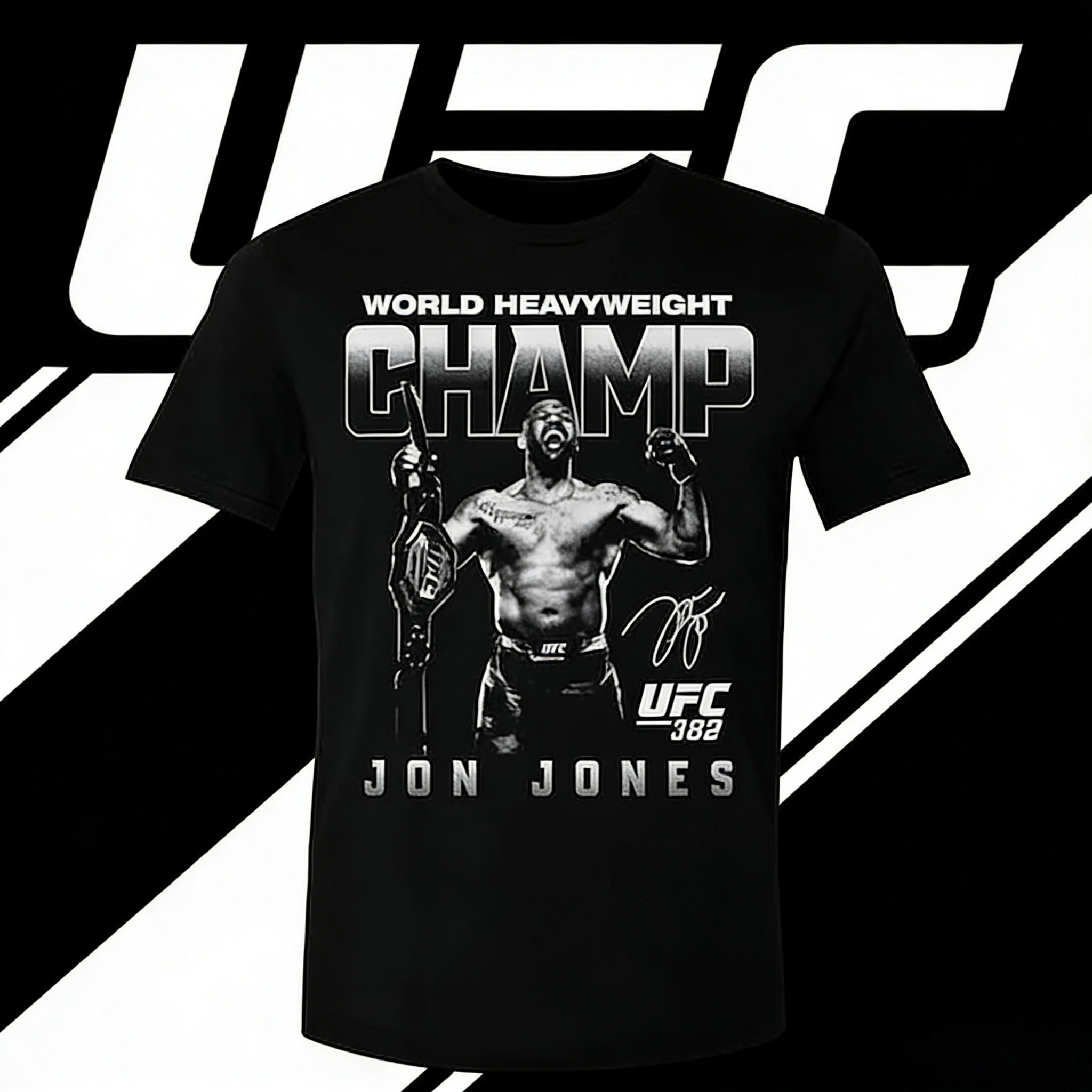 UFC Player Jon Jones temático 2026 verano puro algodón 100% impreso suelta Casual camiseta de gran tamaño adecuada tanto para hombres como para mujeres