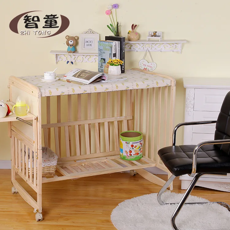 Foreign trade new crib solid wood paint-free children\'s bed baby cradle bed napping bed crib