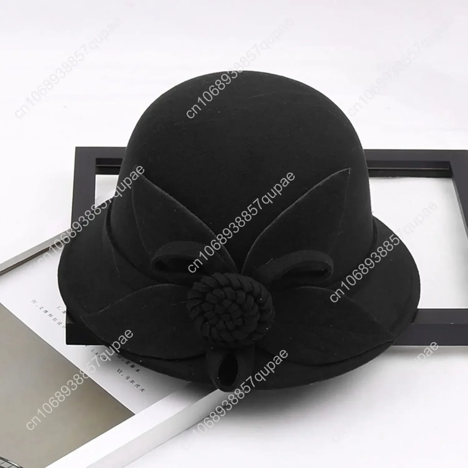 

Womens 1920s Vintage Brim Wool Blend Cloche Church Hat Winter Bucket Bowler Hat Crushable Foldable