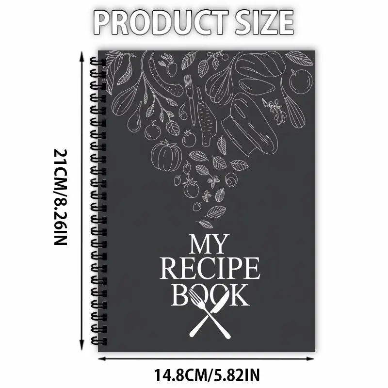 A5 Color Inner Page Recipe Notebook, Blank Pages for Cooking Enthusiasts, Ideal Gift for Food Enthusiasts, Recipe Planner
