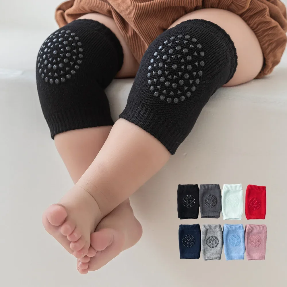 1 Pair Infant Knee Pads Plain Color Glue Point Anti-Slip Children Knee Movement Baby Crawling Elbow Pads Girl Boy Accessories