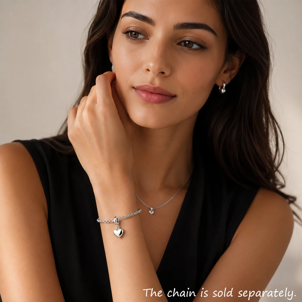 Herz-Charm-Anhänger aus 925er-Sterlingsilber, zum Selbermachen, handgefertigt, Modeschmuck, romantische Accessoires für Frauen – Detail 2