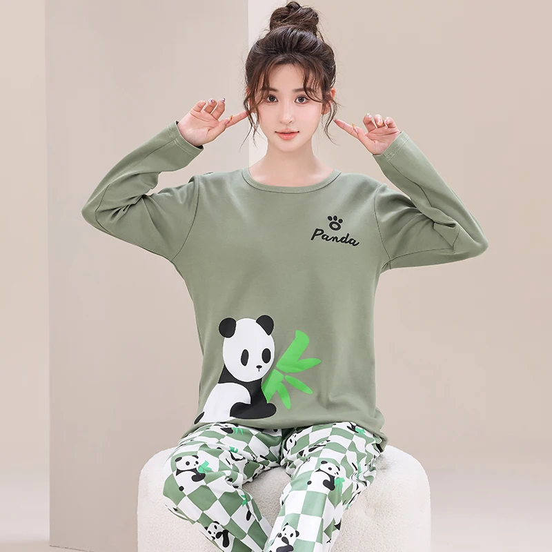 Autumn Nightwear Kawaii Girls PJ Young Women Pajama Sets Pyjamas Femme Cartoon Sleepwear Female Loungewear Pijama Mujer Homewear