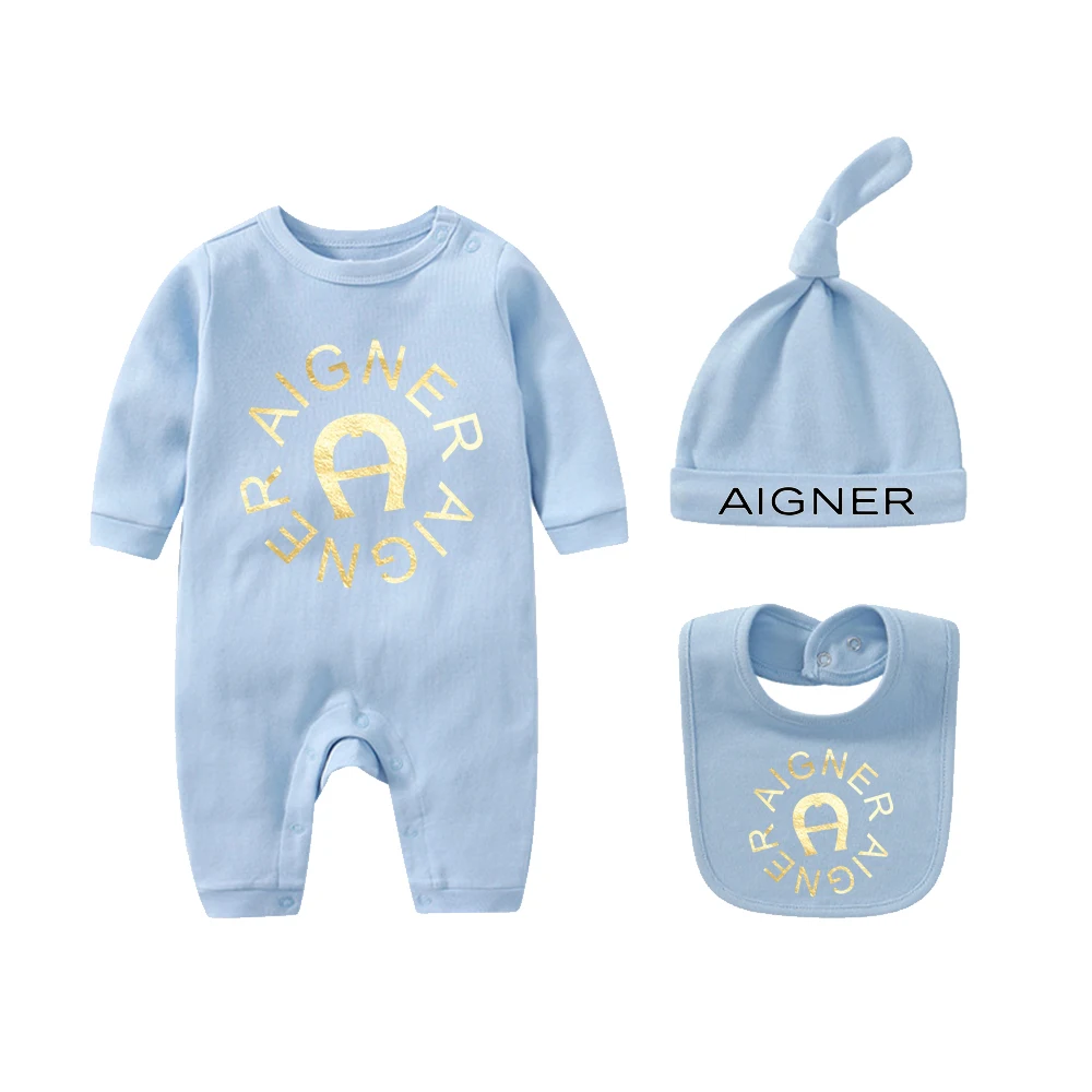 ملابس لحديثي الولادة بدلة خريف للأطفال 2025 رائجة البيع قبعة جديدة وشاح مريلة طقم بذلة بأكمام طويلة للرضع الذكور