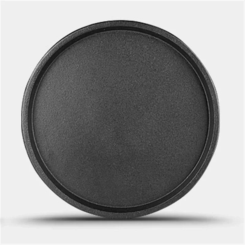 Round household iron plate Korean barbecue pan fried steak plate non stick cast iron barbecue steak plate cast iron wok pan