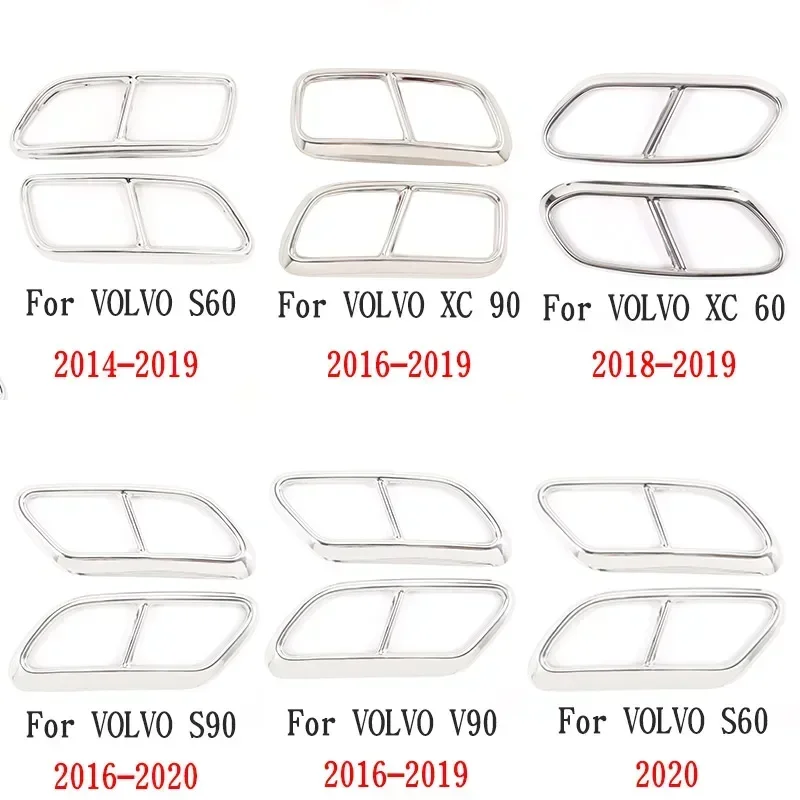 For Volvo XC60 S60 XC90 S90 V90 Stainless Steel Car Exhaust Muffler Decorative Cover Exhaust Pipe Cover Stickers Car Accessories