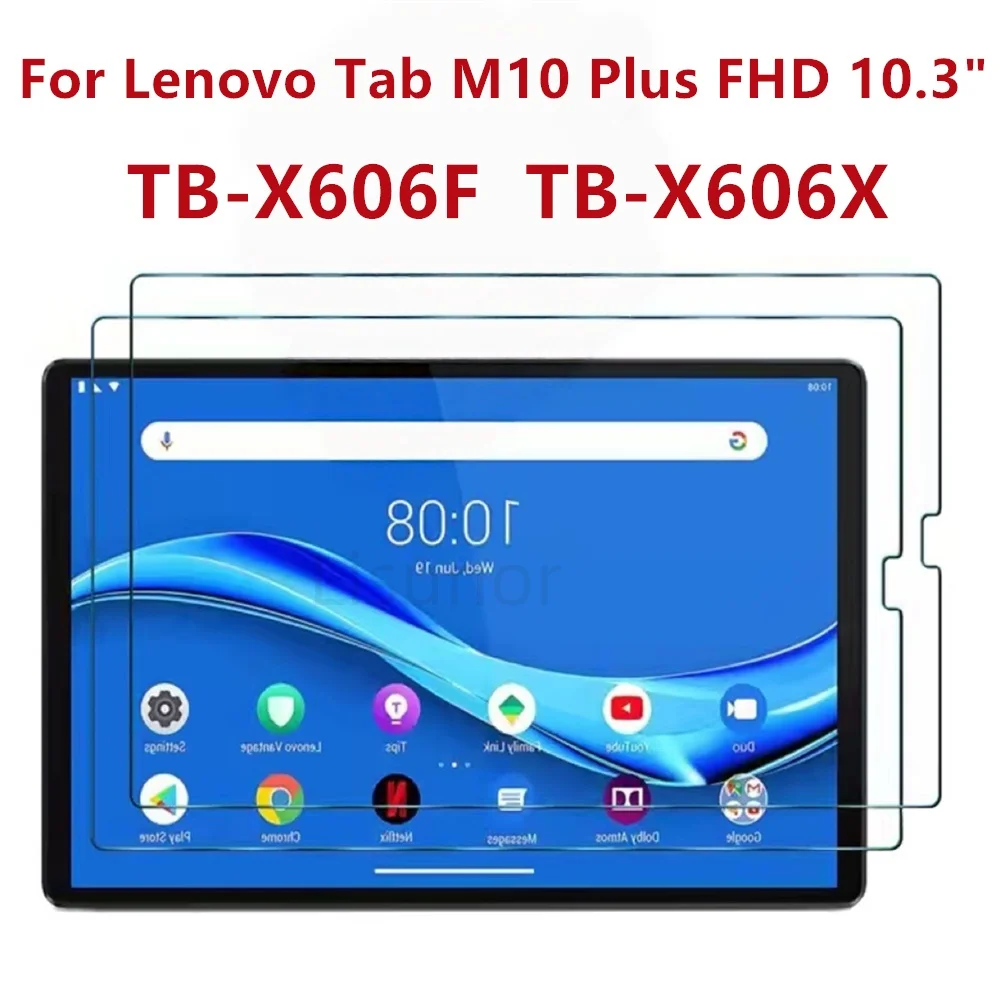 2PCS 9H Tempered Glass Tablet Screen Protector For Lenovo Tab M10 Plus FHD 10.3 Inch TB-X606F X606X Anti-Scratch Protective Film