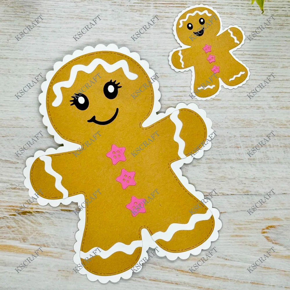KSCRAFT Scalloped Gingerbread Man Mini Album Cutting Dies Stencils for DIY Scrapbooking Decorative Embossing DIY Paper Cards