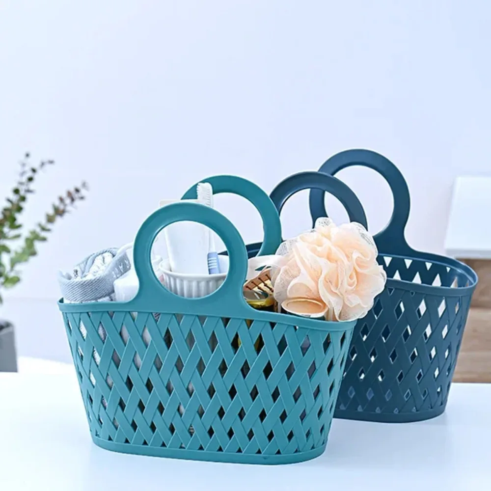 Portable Hollow Up Bathing Basket Bathroom Washing Supplies Storage Basket Hand Bag Type Laundry Drain Organizer Case Bathroom