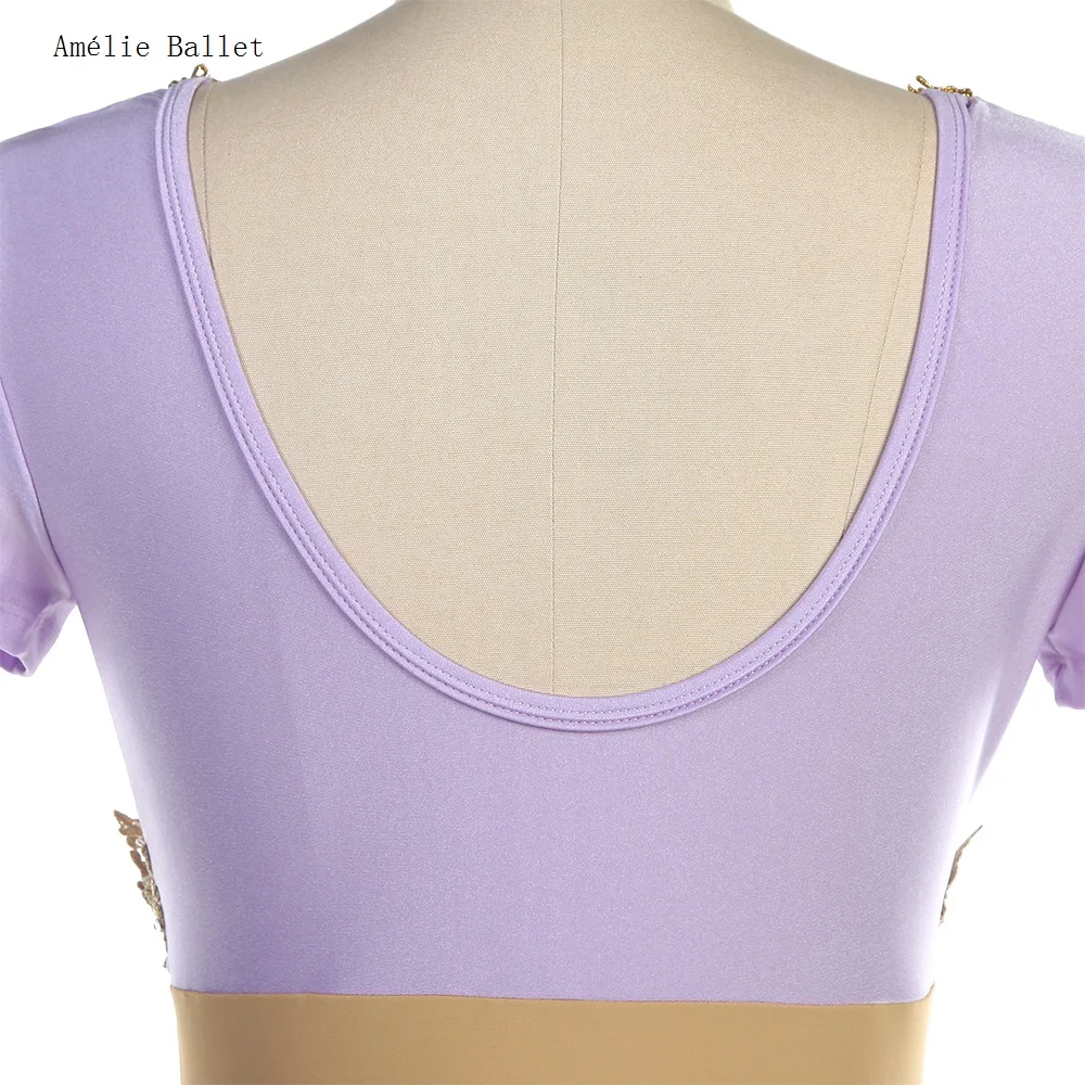 22546 新しい半袖湖ライトパープル/ブルー/レッドスパンデックスボディス女の子 & 女性バレエ衣装ドレスアラビアダンス衣装