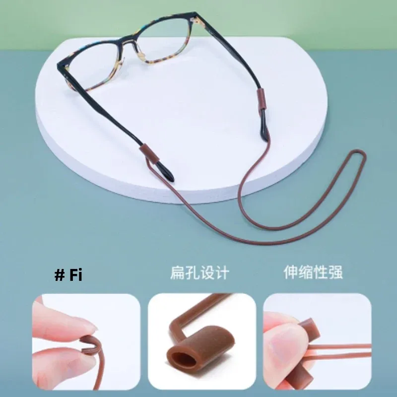 Rope Flat Holes Silicone Long Glasses Cord Adjustable String of Sports Non-slip Soft High Elastic Sunglasses Lanyard Neck Strap