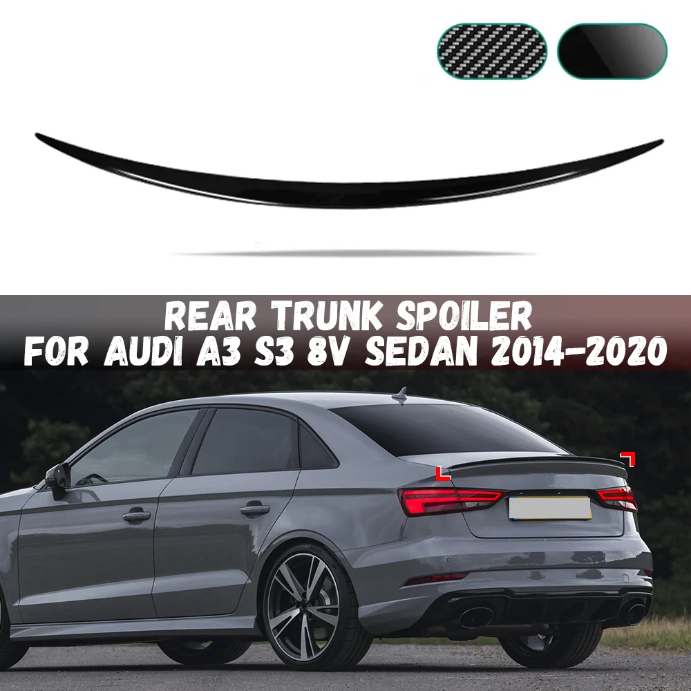 For Audi A3 S3 8V Sedan 2014-2020 Carbon Look / Glossy Black Rear Trunk Lid Car Spoiler Wings Car Styling Accessories