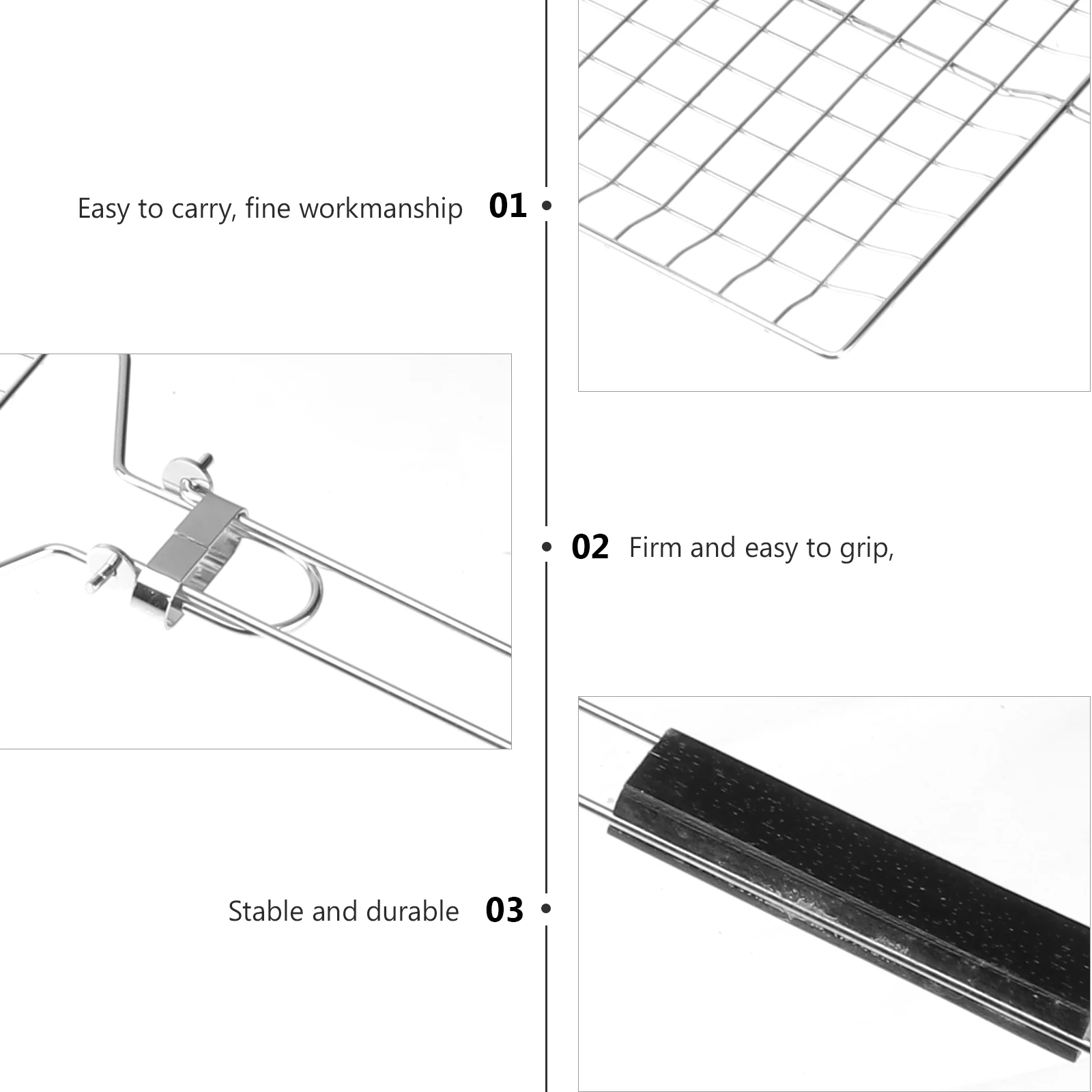

1pc Stainless Steel BBQ Grill Square Silver Outdoor Picnic Barbecue Supplies Nonstick Durable Folding Easy Clean Bake Prevention