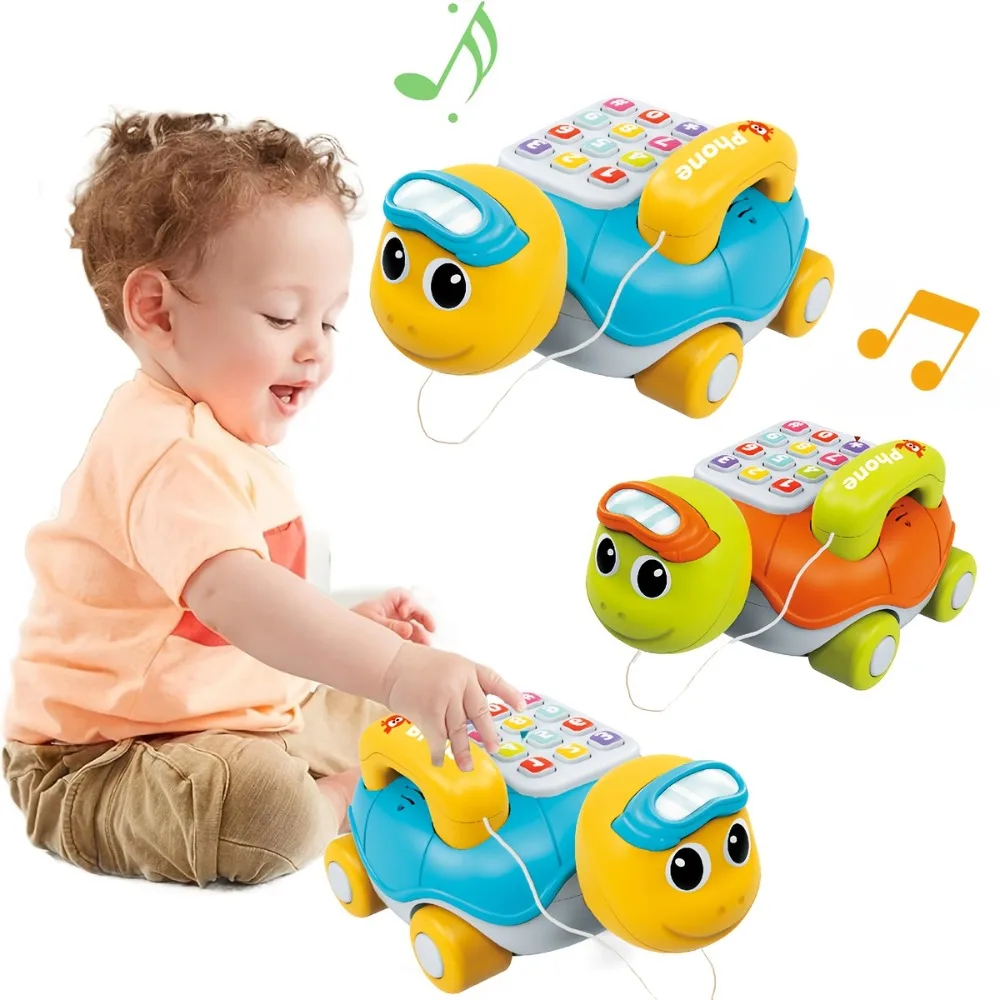 Nova tartaruga musical rastejando brinquedos do bebê interativo brinquedo do telefone do bebê com luzes de música piano crianças aprendizagem precoce brinquedo educativo
