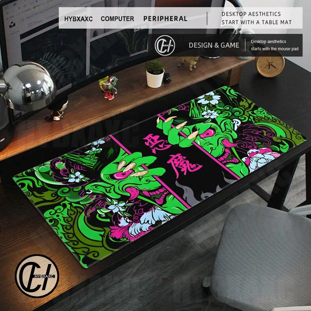 80x40 Japanese samurai devil Gaming Mousepad Oni Mask Speed Desk Mat Anime ghost face Theme Keyboard Gamer Mouse Pad for Esports
