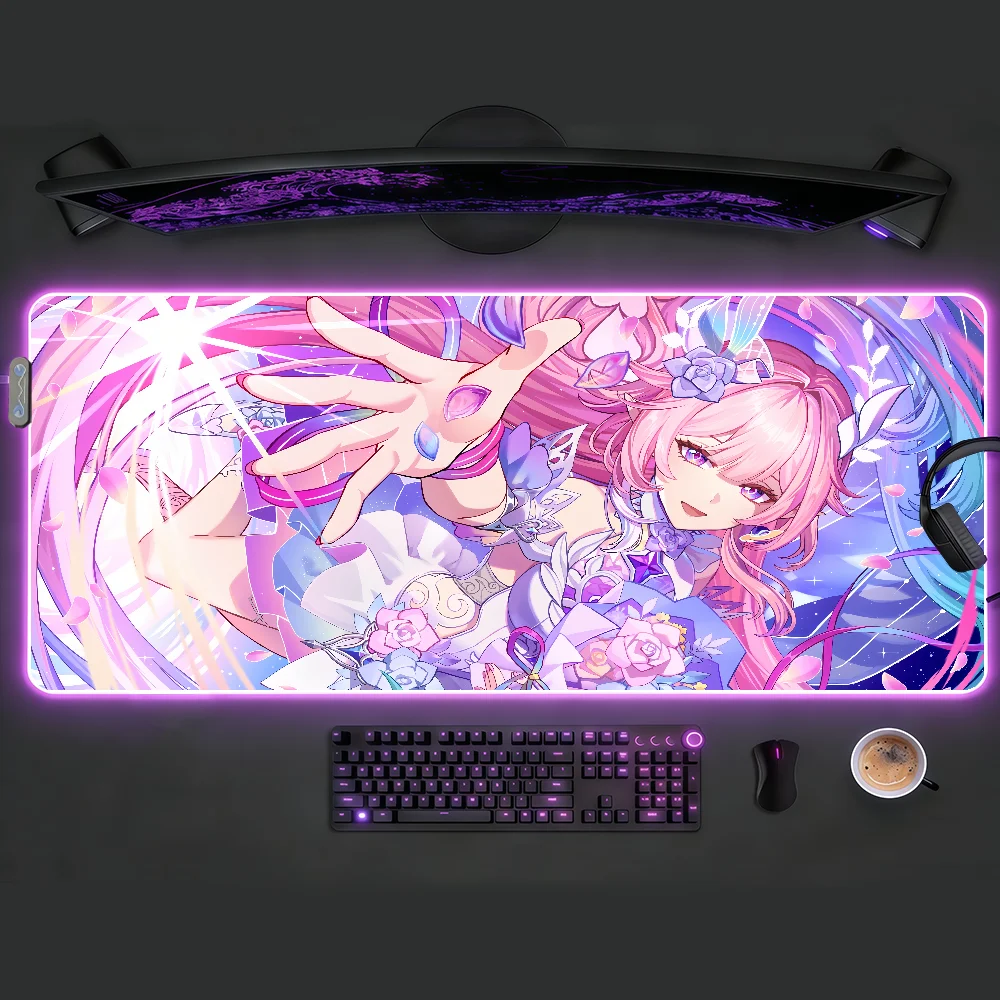 Gaming Mouse Pad, Large Desk Mat, Anti-slip Base, Stitched Edges, Pink Hair Anime Girl Design, Extended Keyboard Pad