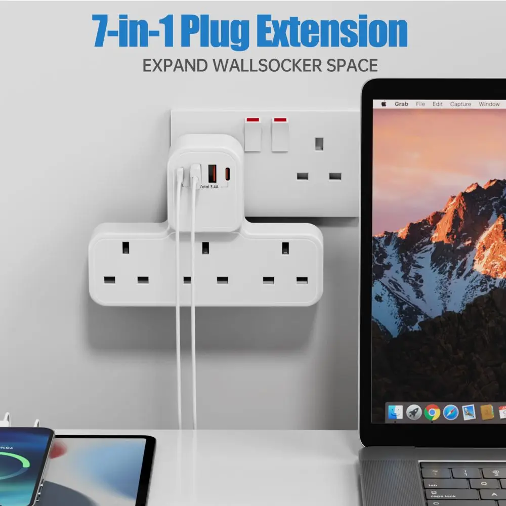 UK AC Plug Power  Strip Multitap Socket  Multiprise Wall Socket Network Filter Wall USB type-c   Charging Network Filter Adapter