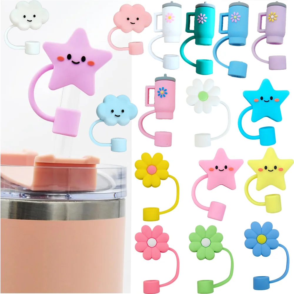 

Cute Flower, Cloud, Star, Bottle Straw Covers For Tumbler Cups Accessories Kawaii Straw Toppers Protector Cap For 10mm Straws