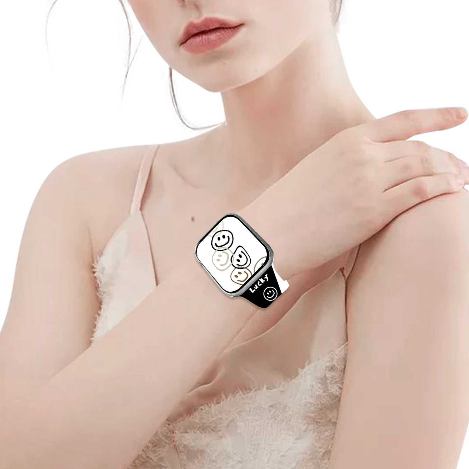 심플 라인 프린트 스트랩 애플 워치 10 9 8용 실리콘 밴드 교체 가능한 팔찌 iWatch 46mm 44mm 42mm 41mm 시계줄
