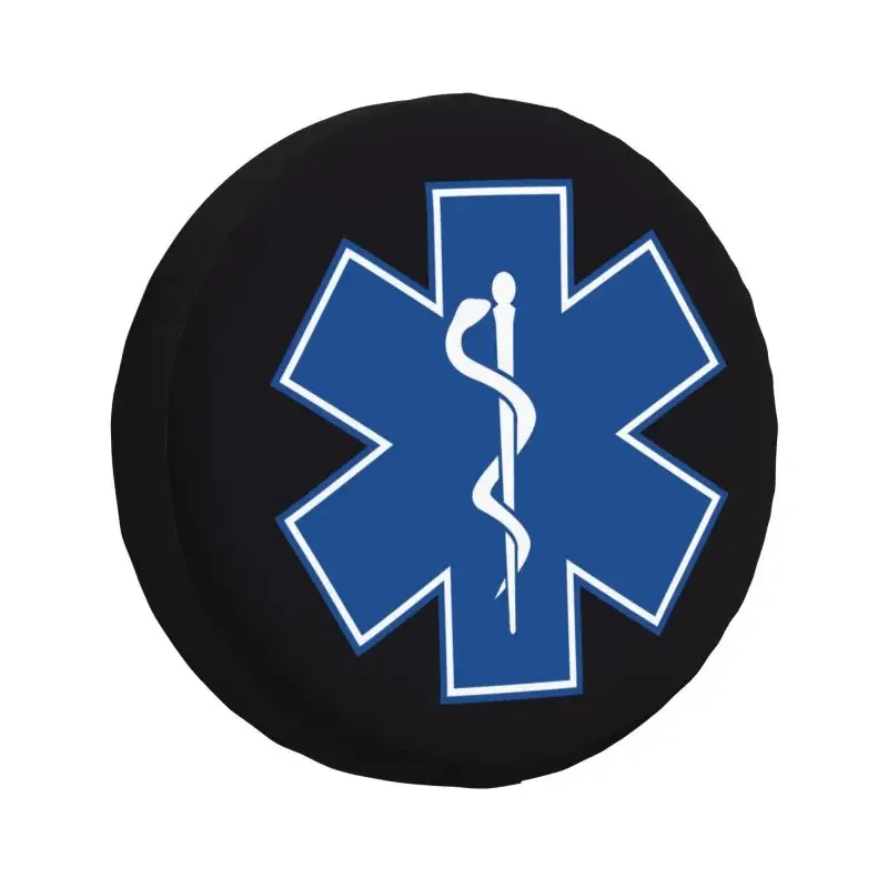 Star Of Life EMT Health Care Spare Tire Cover for Toyota Prado Paramedic 4WD Trailer Car Wheel Protector 14