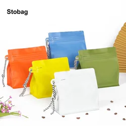 StoBag 20pcs Coffee Beans Packaging Bag with Valve Aluminum Foil Sealed for Powder Food Nuts Storage Reusable Portable Pouches