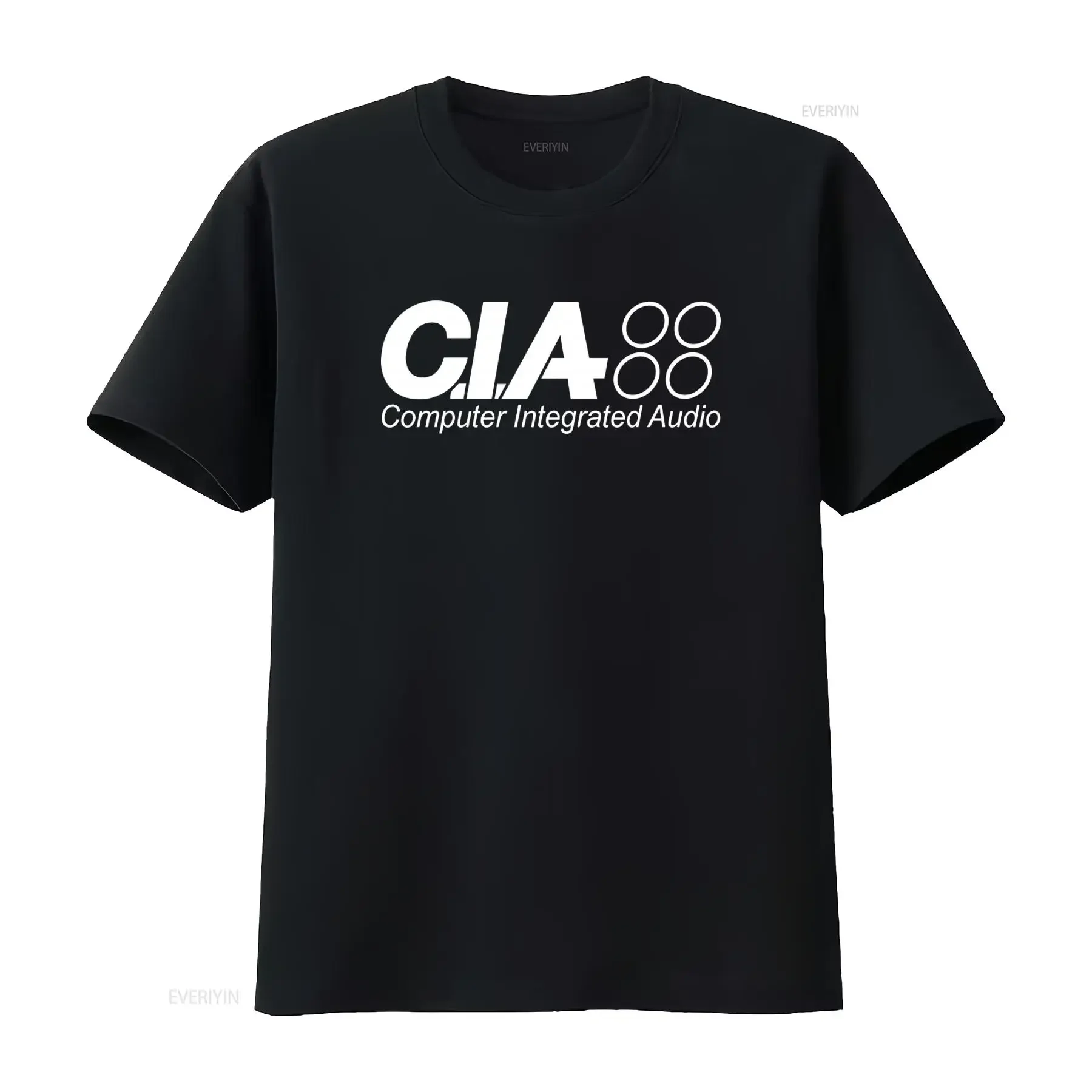 CIA Computer Integrated Audio T Shirt Drum and Bass Label Print vintage Washed Stretched Top For Everyday Wear Breathable