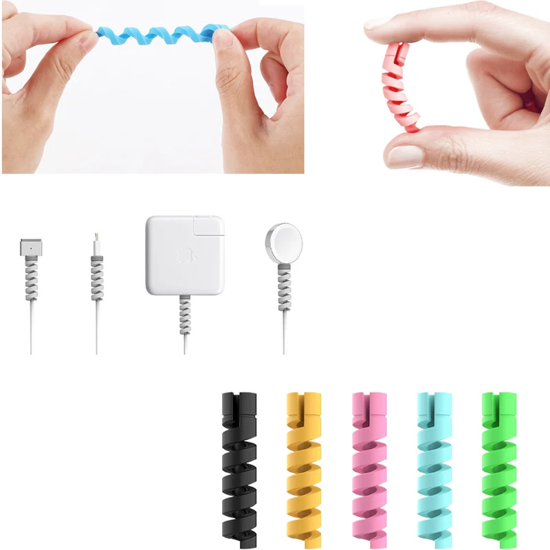 20PCS Holes Cable Protector Silicone Bobbin Winder Wire Cord Organizer Cover for MI iphone USB Charger Cable Cord