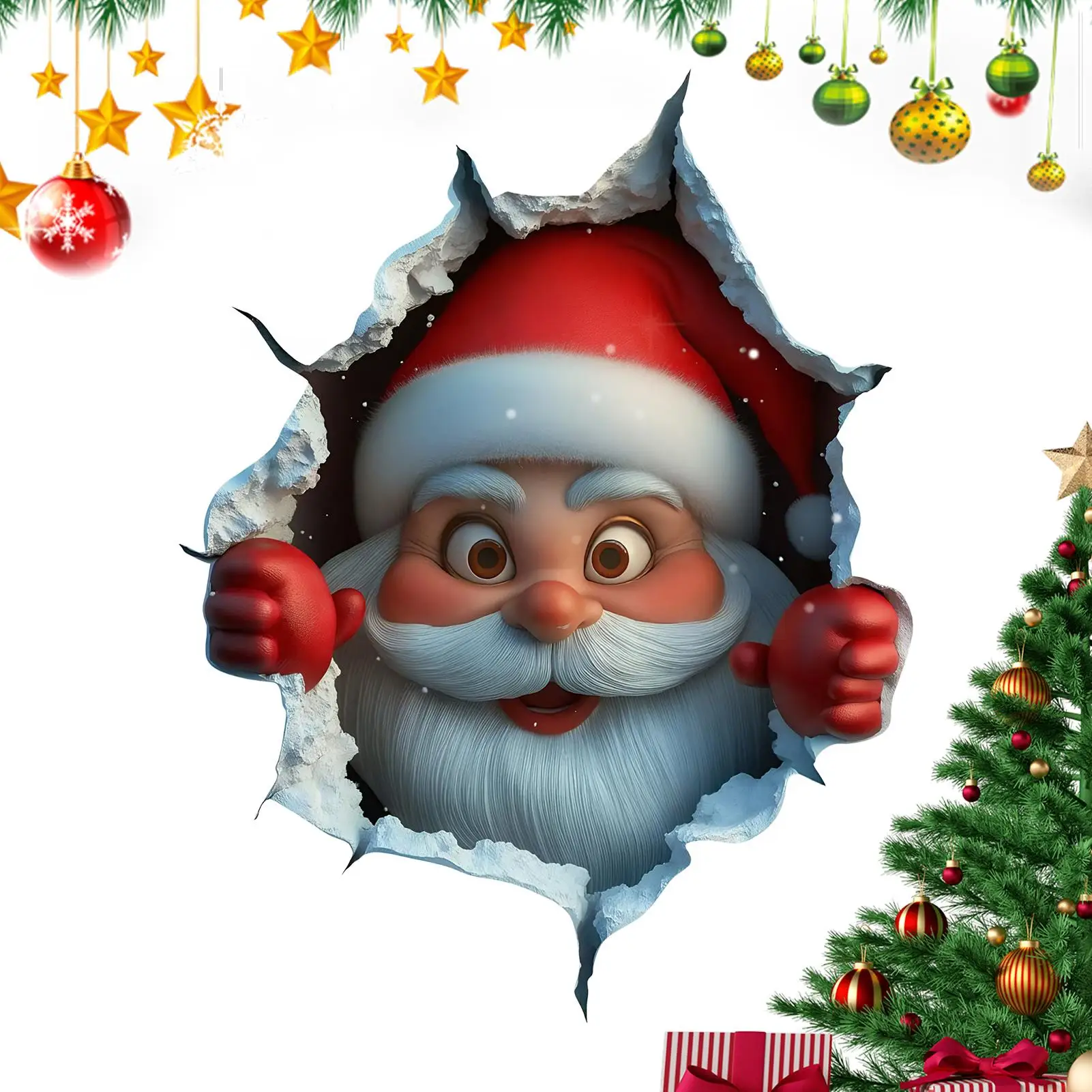 2026Christmas Door Stickers Breaking Santa Claus Cute Cartoon Decals Christmas Wall Decorations For School Class Room Study Room