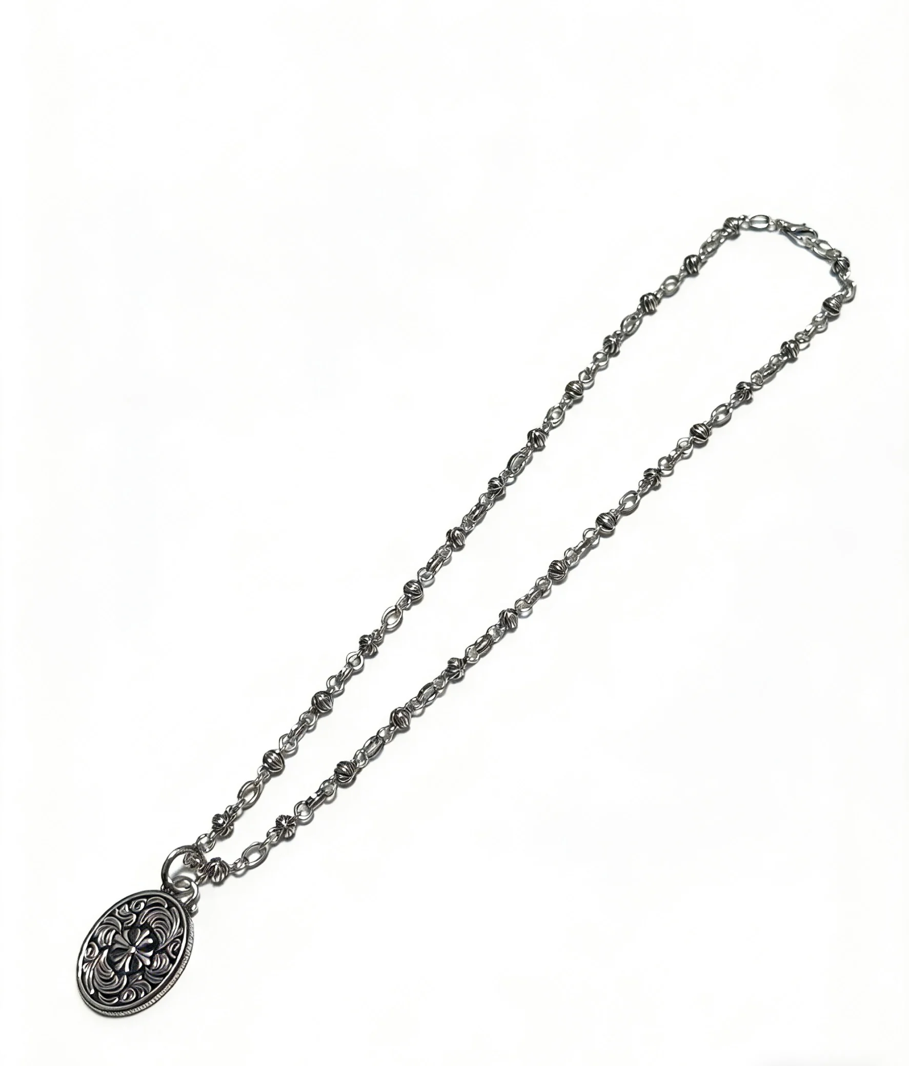 

S925 sterling silver round brand cross retro and old personality European and American style versatile sweater chain CH fashion